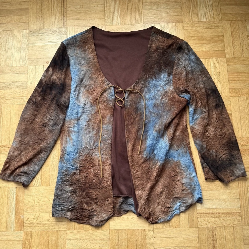 Unknown | women's small Tie-Dye Brown and Blue Long Sleeve Top